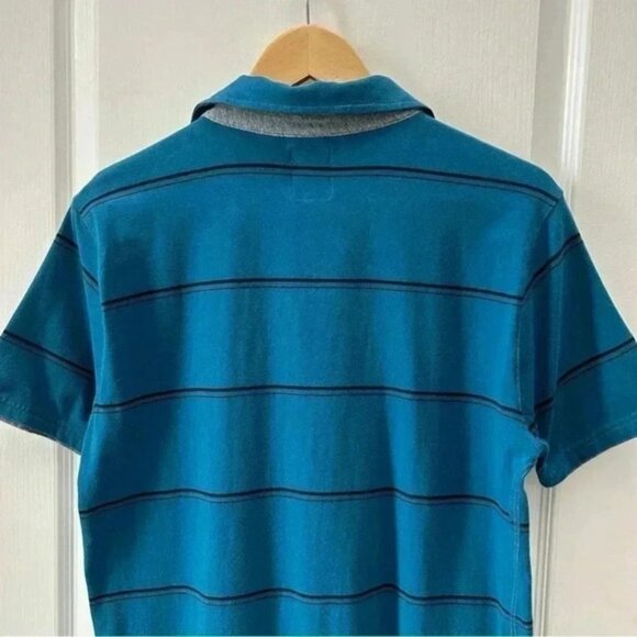 AdiXion Mens Polo Shirt Short Sleeves Green with Black Stripes Size Medium - Picture 6 of 13